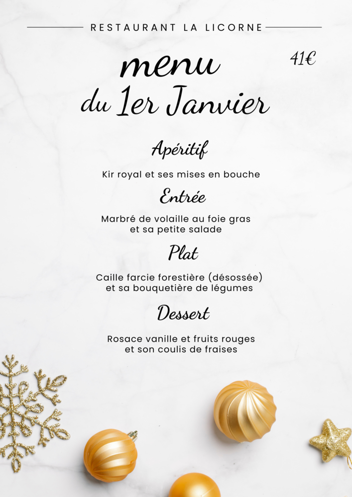 Menu 1er janvier